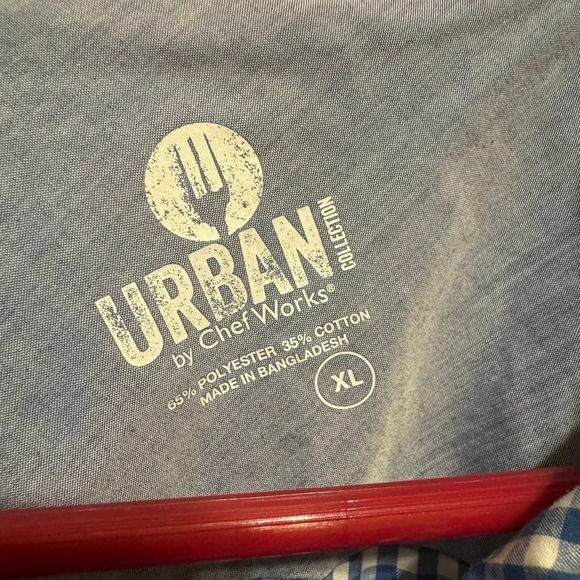 Urban by Chefworks Shirt Sleeve Blue White Gingham Shirt Sz XL - Picture 5 of 7